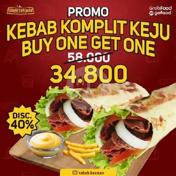 Kebab Komplit Keju Buy One Get One | Kebab Bosman, Arcamanik