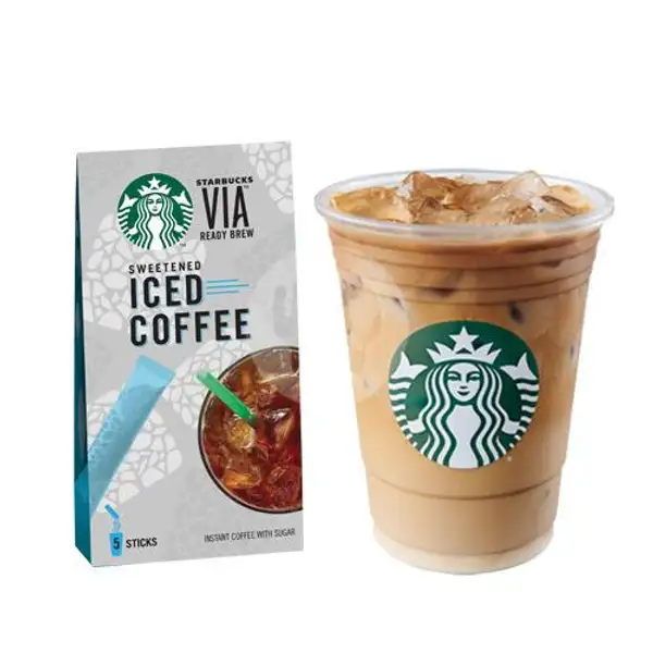 1 Vanilla Latte + VIA Iced Coffee Sweetened 5CT | Starbucks, Margonda Raya