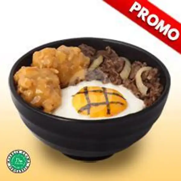 Beef + Karaage Sweet & Sour + Nasi + Egg | HokBen Buah Batu