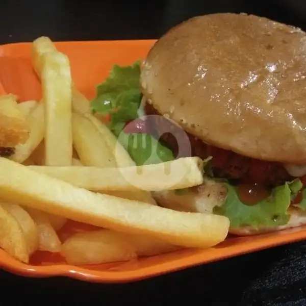 Burger Beef Patties+kentang Goreng | Kedai 90, Abdul Azis