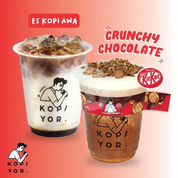 Crunchy Chocolate made with Kitkat + Es Kopi Awa | Kopi Yor, Pademangan