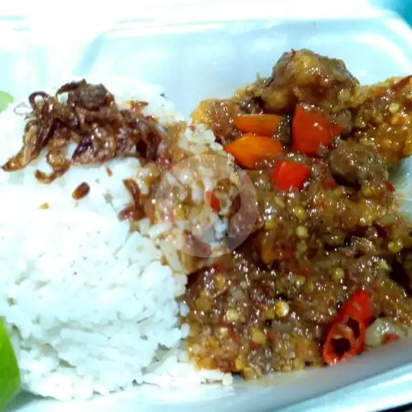 Nasi + Ayam karage bumbu mercon | Oseng Mercon Brow, Cengkareng