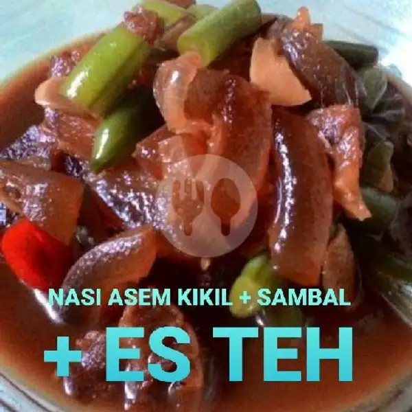 Nasi +Asem Asem Kikil  + Sambal + Gorengan + Es Teh | BAKSO MERCON 99, Depan Kolam Renang