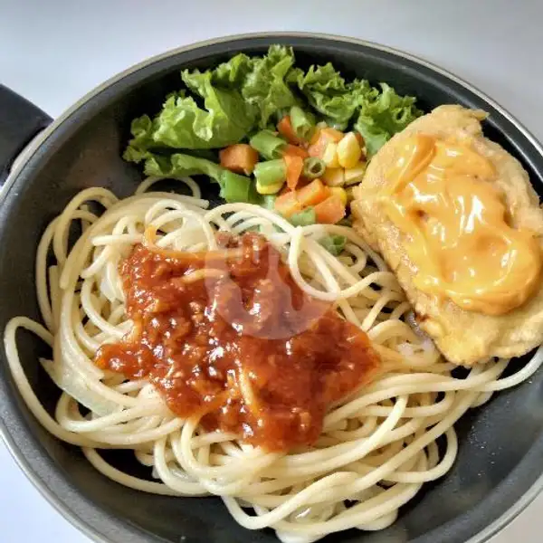 Spaghetti Bolognese With Dory Crispy Sc Cheese | Ricebowl Sakana, Prawiro Sudiyono