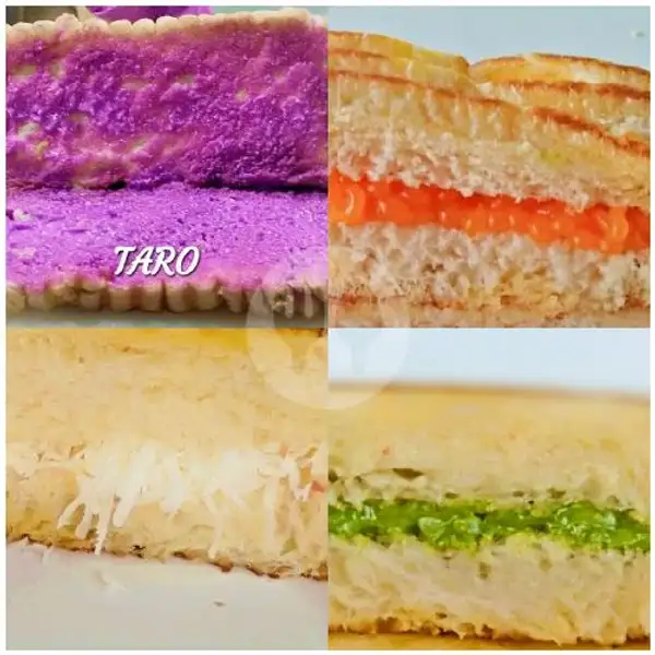 Taro, Srikaya, Keju, Greentea. | Roti Bakar Dewata, Gunung Salak