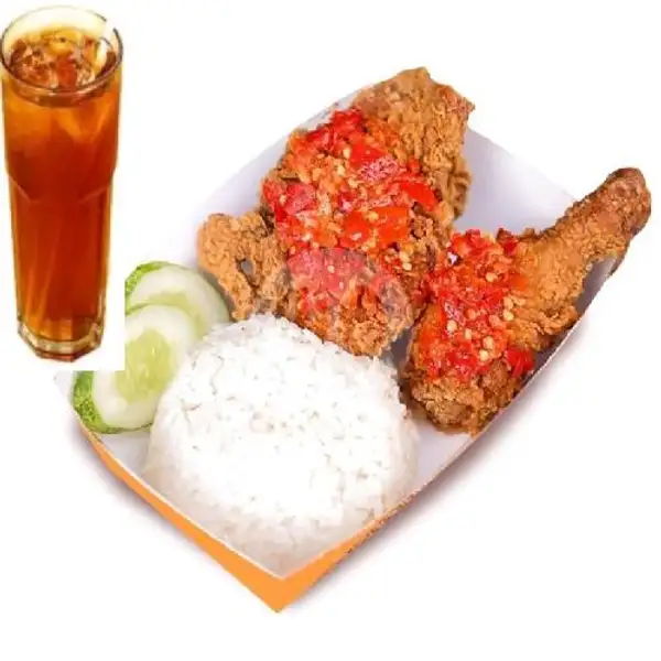 Double Ayam Geprek Dan nasi Plus Es Teh Manis | Ayam Geprek Master Sambel Istimewa