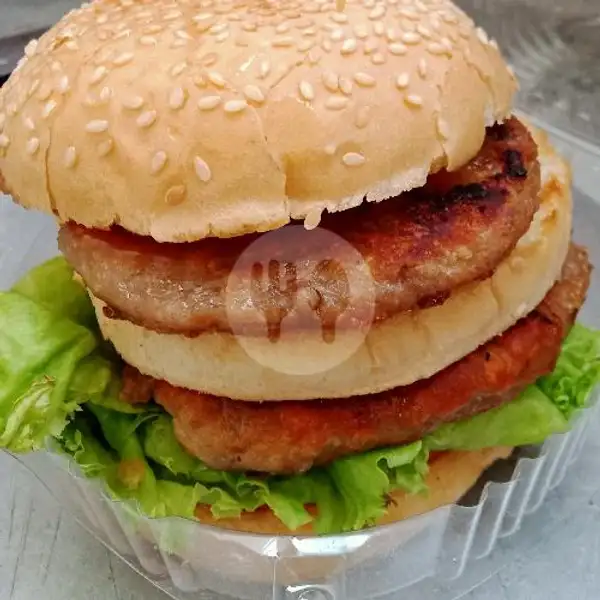 Burger Big Double Beef Egg | Black Burger Dan Kebab Al Rayyan, Bulak