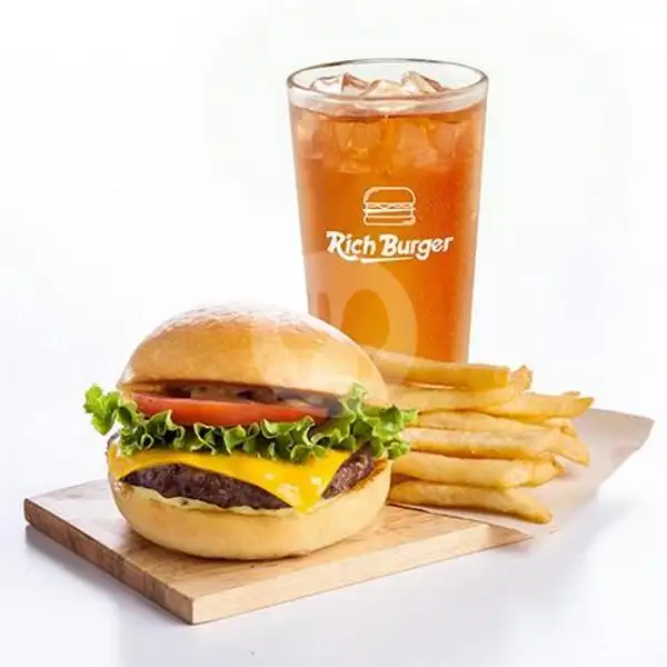 Combo Fries Rich Burger - Beef | Richeese Factory, Depok