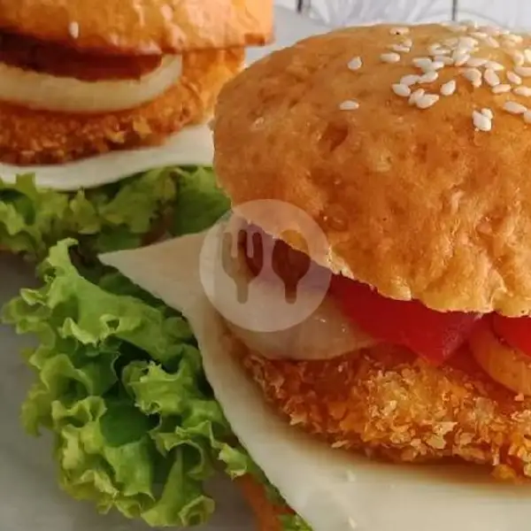 Combo 2 Burger Chicken Spicy+fried Fries | Burger & Roti Bakar Bening, H. Sulaeman