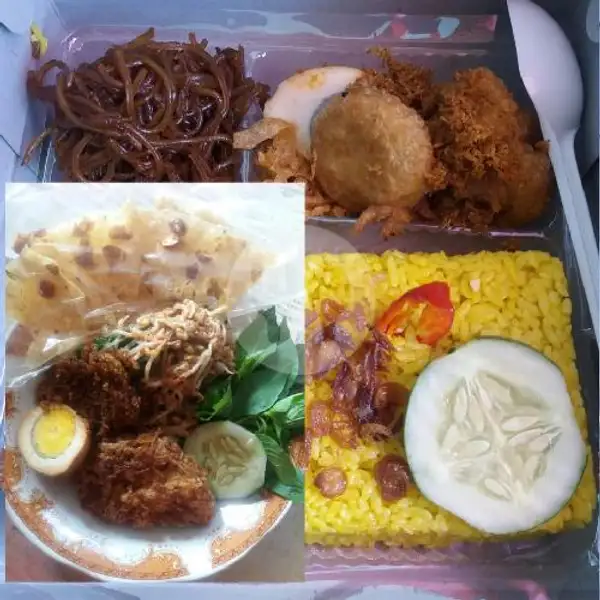 Paket 2porsi 1 Nasi Kuning Ayam Mix Max+nasi Pecel Ayam+telor 1 | Depot Nasi Campur Mix Max, Karang Asem