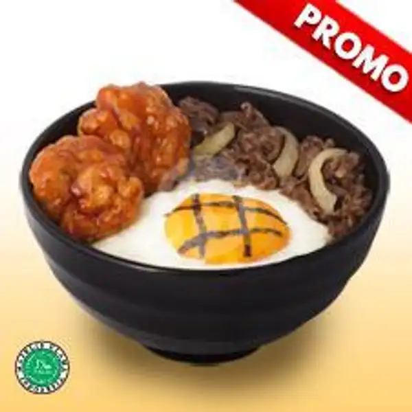 Beef + Karaage Sweet Red + Nasi + Egg | HokBen, Gajah Mada Plaza