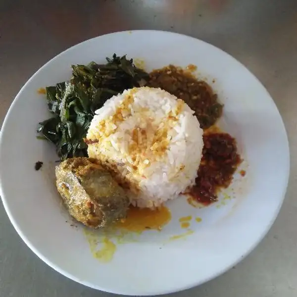 Nasi Ikan Tongkol Gulai + Kuah + Sayur + Sambal | Masakan Padang Sari Raso Murah Meriah, Genteng Biru