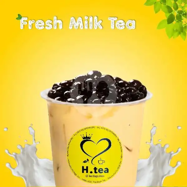 Fresh Milk Tea + Topping Pearl Boba | H-tea Kalcer Crunch