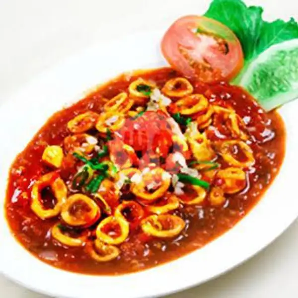 Cumi Saus Pedas Plus Nasih Putih | Lalapan Anugrah Jaya Kuliner 2, Denpasar