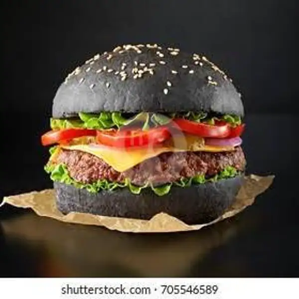 Black Burger + Telur+ Sayuran | Hotdog Mozarela Kita, Tampan