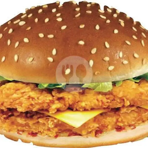 Double Chicken Chesee Burger | Ayam Bakar Bang Juna, Pondok Gede