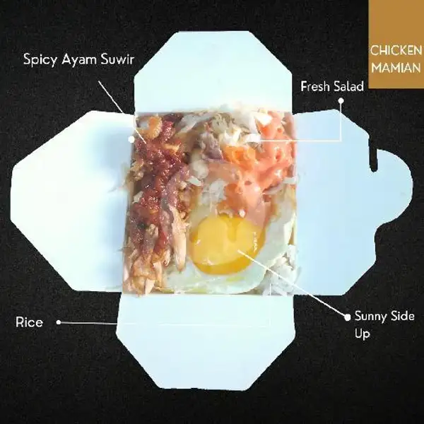 Rice Box Spicy ayam Suwir + Telur | Chicken Mamian, Condongcatur