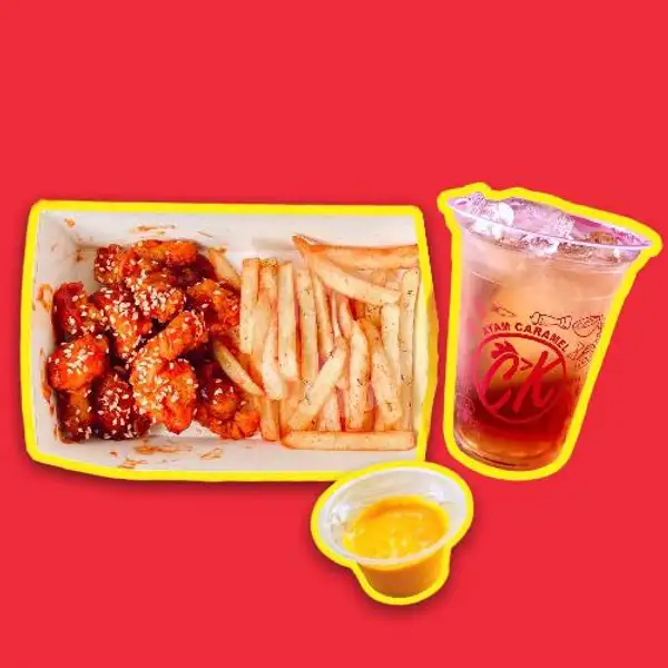 Ck Pop Sans + Ice Tea | CK Ayam Karamel Samarinda, Wijaya Kusuma