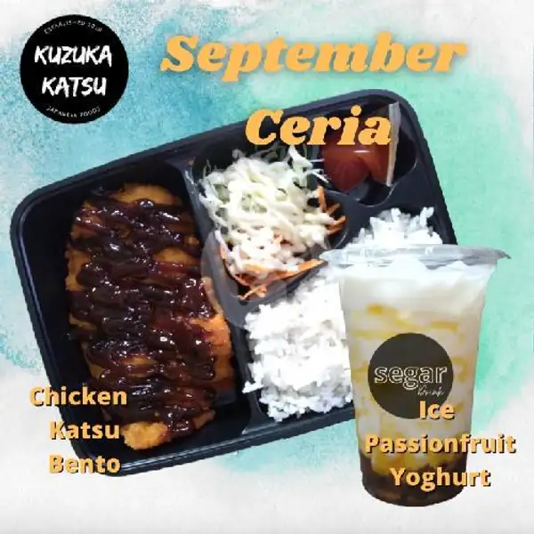 September Ceria F : 1 Chicken Katsu Bento + 1 Ice Passionfruit Yoghurt | Kuzuka Katsu, Antapani