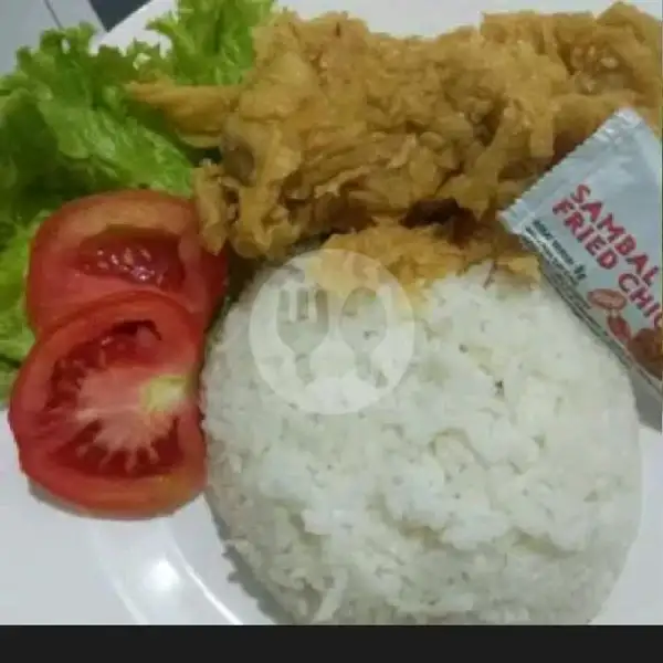 Nasi + Ayam Crispy + Saos Sambal + Es Teh | Sup Iga J-J, Denpasar Utara