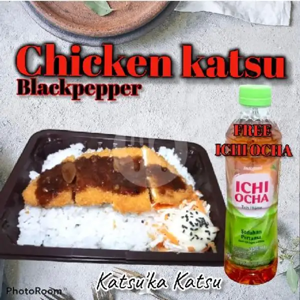 Chicken katsu sauce black papper, free ichi ocha | Katsu'ka Katsu