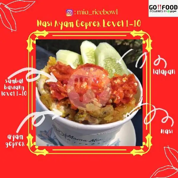Rice Bowl Ayam Geprek Sambal + TEH (ES/HANGAT) | Mia Rice Bowl (Ayam Geprek & Ayam Goreng), Bodeh