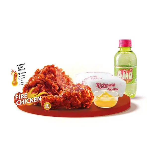 Combo AMO Duo Fire Chicken | Richeese Factory, Sesetan Bali