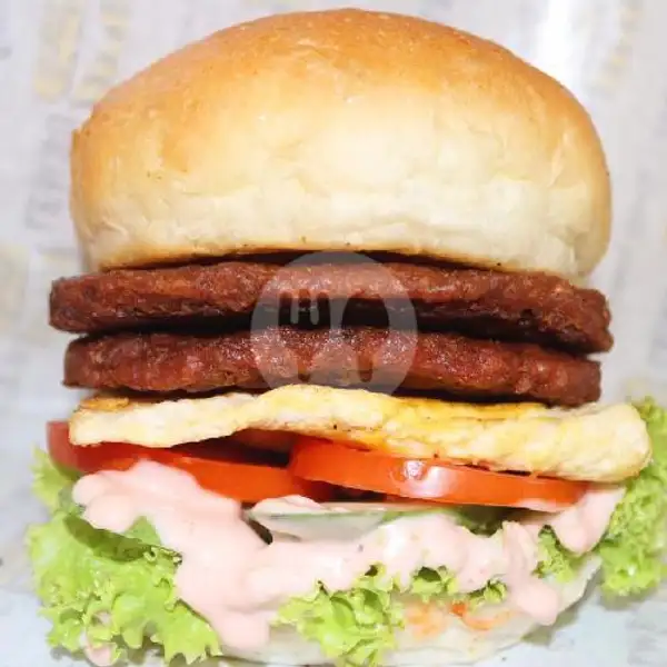 Burger Sapi Double + Telur | May Burger Batam (Ramly Tiban), Bank Mandiri Tiban