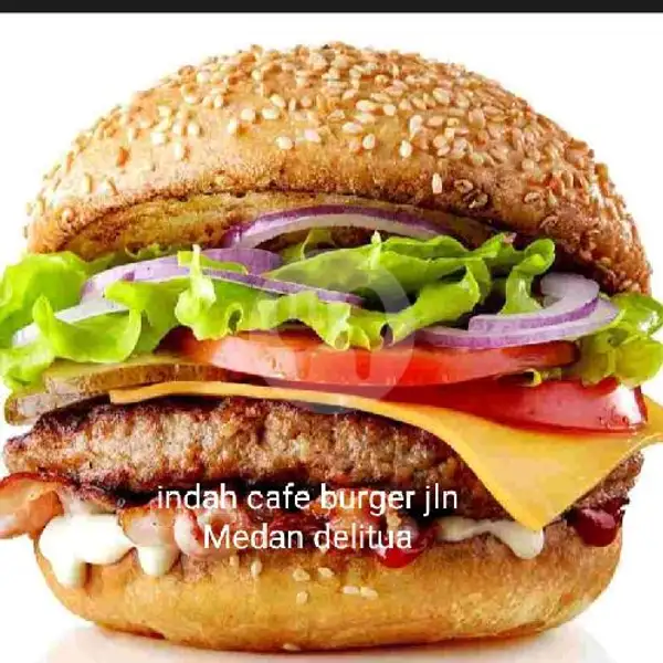 Burger Dging Jumbo + Keju | Mie Aceh Indah Cafe, Deli Tua