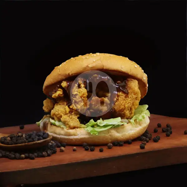 Black Pepper Chicken Burger | Burger Bros, Mulyorejo