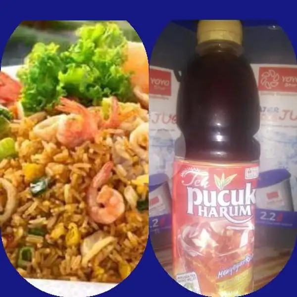 Nasi Goreng Seafood+teh Pucuk | Nasi Goreng Seafood Mas Alex 2, Cinambo