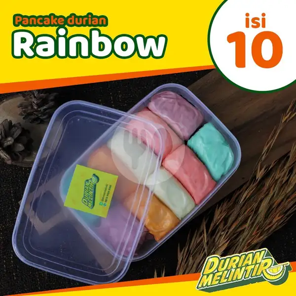 Pancake Durian Rainbow Isi 10 | Durian Melintir, Pinang Ranti