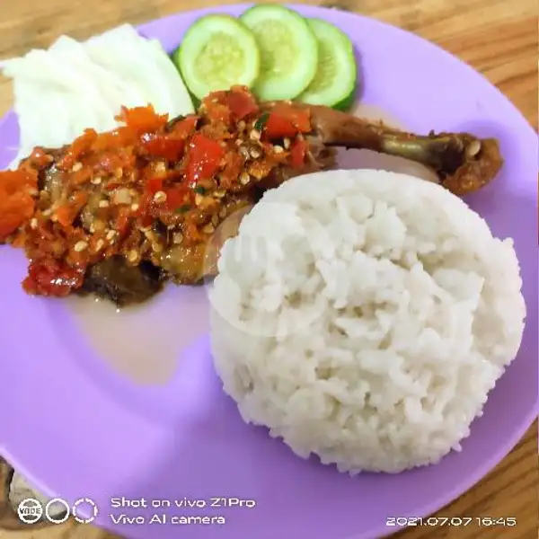 ayam Penyet Sambel Merah+nasi | warung makan asri