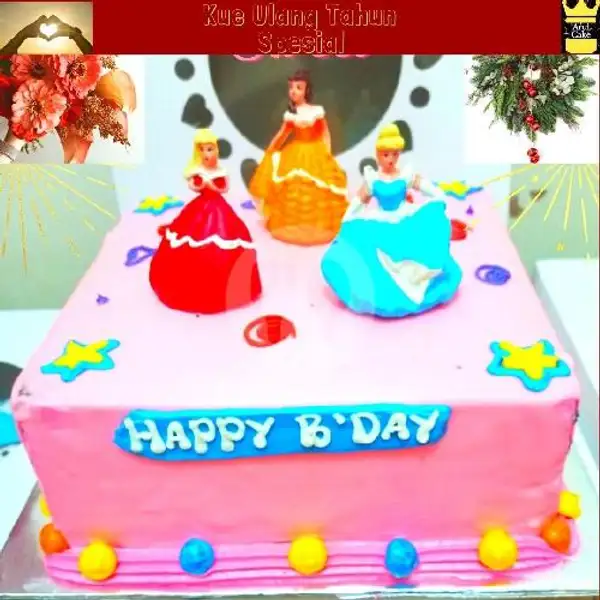 Kue Ulang Tahu Spesial, Dekorasi Frozen Pink, Uk : 22x22 | Kue Ulang Tahun ARUL CAKE, Pasar Kue Subuh Senen