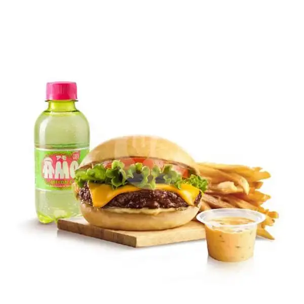 Combo AMO Fries Rich Burger - Beef | Richeese Factory, Depok