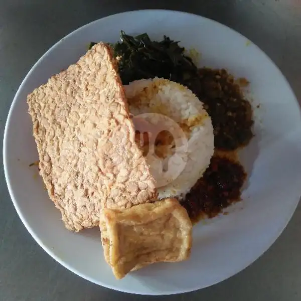 Nasi Tempe / Tahu Goreng + Kuah + Sayur + Sambal | Masakan Padang Sari Raso Murah Meriah, Genteng Biru
