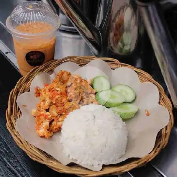 Paket Nasi Ayam Geprek Sambal Jeletot + Thai Tea Original | GEPREK HOT JELETOT
