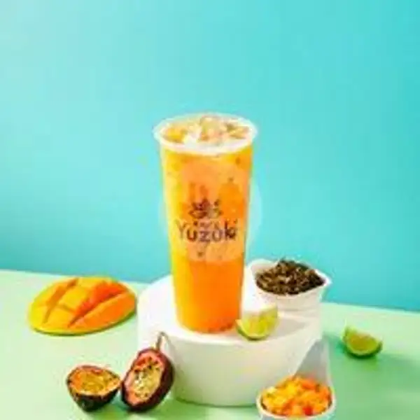 Mango Passion Fruit (L) | Yuzuki Tea & Bakery Majapahit - Cheese Tea, Fruit Tea, Bubble Milk Tea and Bread