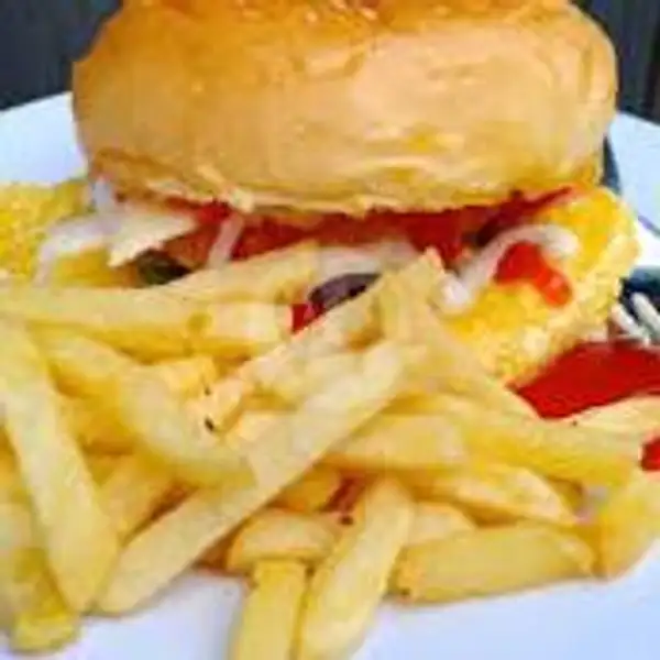burger ayam keju+kentang goreng | Burger Kebab Nasi Dapoer Adz-ka, Bumi Parahyangan Kencana
