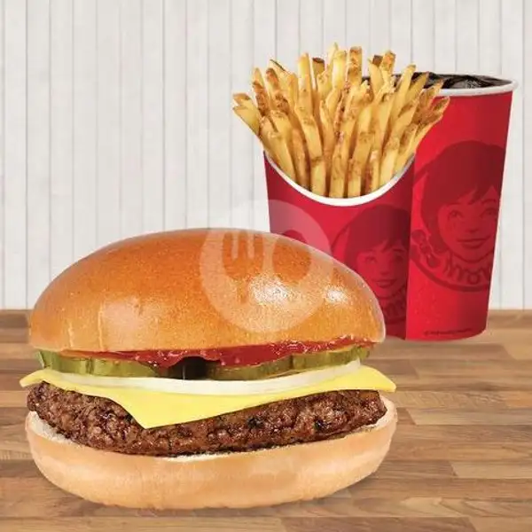 Combo Cheeseburger With Medium Fries & Wendy's Drink | Wendy's, Transmart Pekalongan