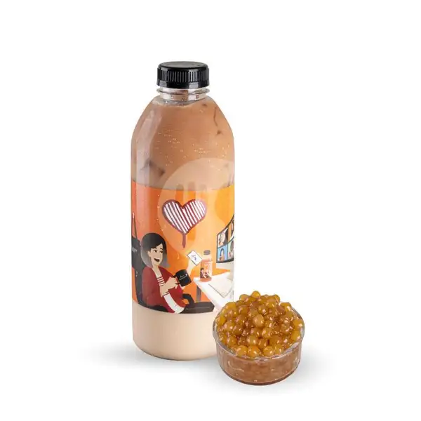 Seliter Kenangan Milk Tea with Sultan Boba | Kopi Kenangan x Cerita Roti, Shell Serpong
