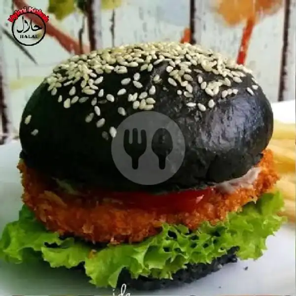 Burger Daging Roti Black | Kebab Hylmi