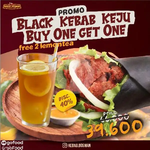 Black Kebab Keju Buy One Get One + 2 Ice Lemon Tea | Kebab Bosman, Arcamanik