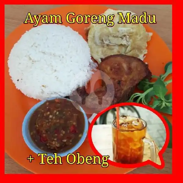 Ayam Goreng Madu + Teh Obeng + Nasi + Telur Dadar + Tahu Promo | Hongta Karivan, Lubuk Baja