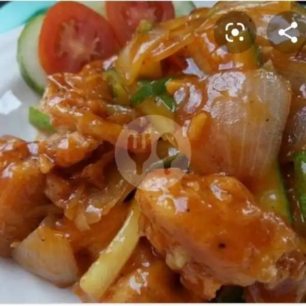Ayam Goreng Saos Pedas+ Nasi+Es Teh | Kedai Dahar Mas Rama, Purwokerto Selatan