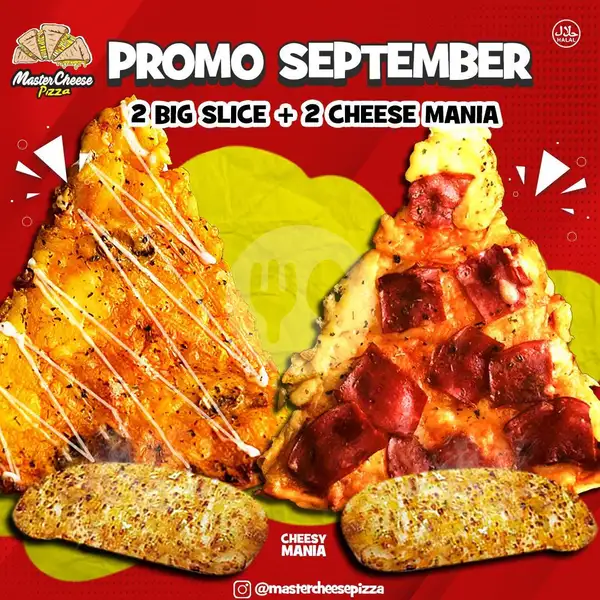 2 Big Slice Pizza + 2 Double Cheese Mania Pizza | MasterCheese Pizza, Depok