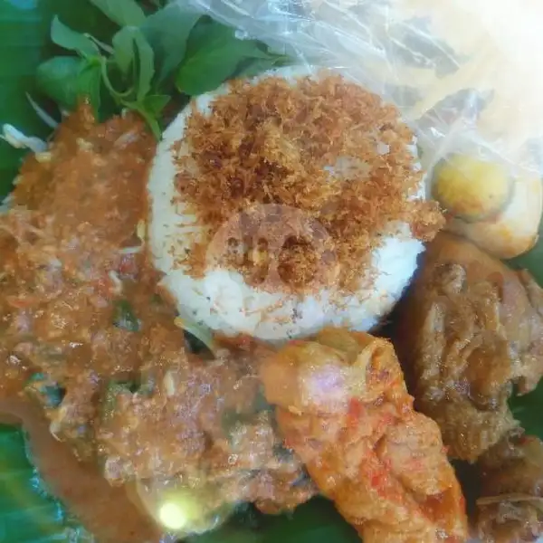 Nasi Pecel Empal Mix Max Srundeng + Ayam Bumbu Rujak +tahu Bali+ Peyek | Depot Nasi Campur Mix Max, Karang Asem