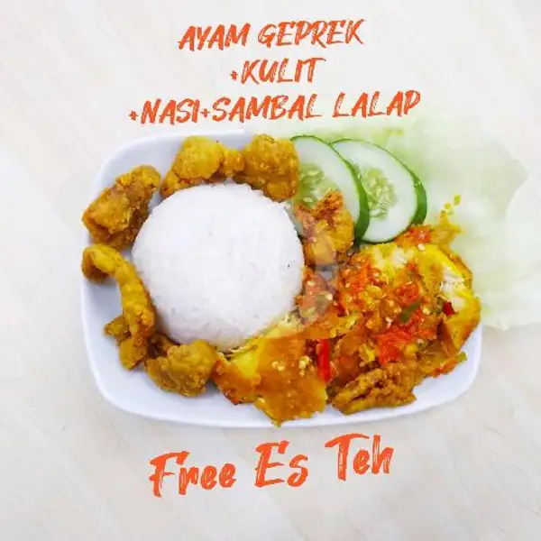 Nasi Ayam geprek + kulit goreng + free es teh | Ayam Goreng Kremes Si Cho