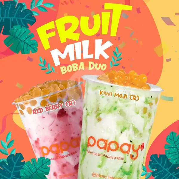 Fruit Milk Boba Duo | PAPAY Taiwanese Milk, Green Lake