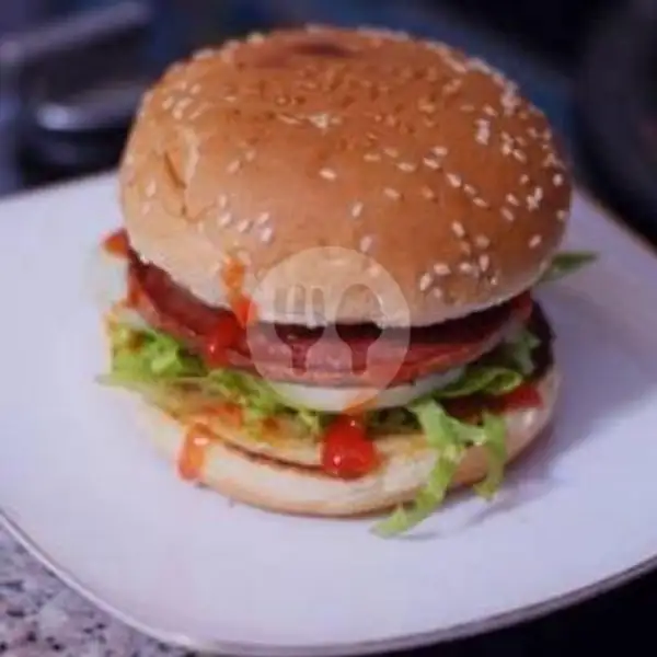 Burger UK Besar Irisan Daging Tipis | RZ Chicken Pop, Pulau Damar
